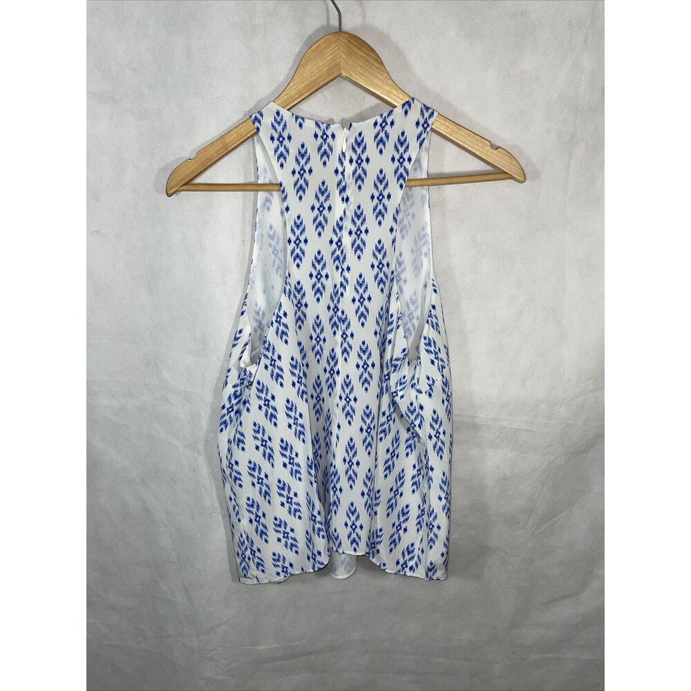 Joie Sleeveless Silk Blouse Size M White Blue - Picture 2 of 9
